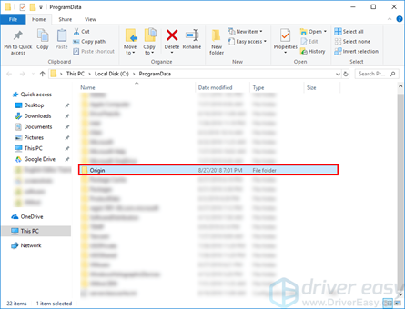 press the folder name in the origin