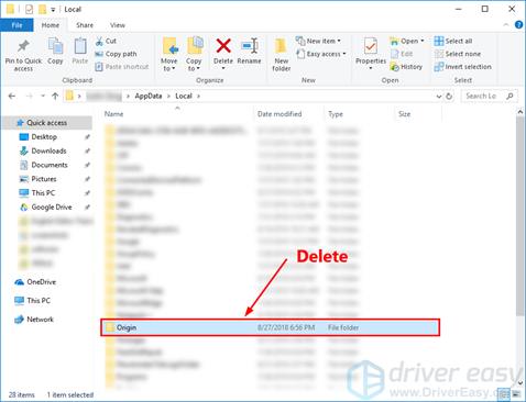 again delete the origin folder