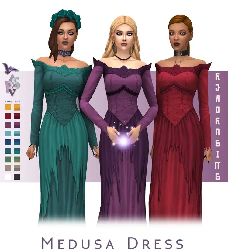 Medusa Dress for Sims 4 witch mod
