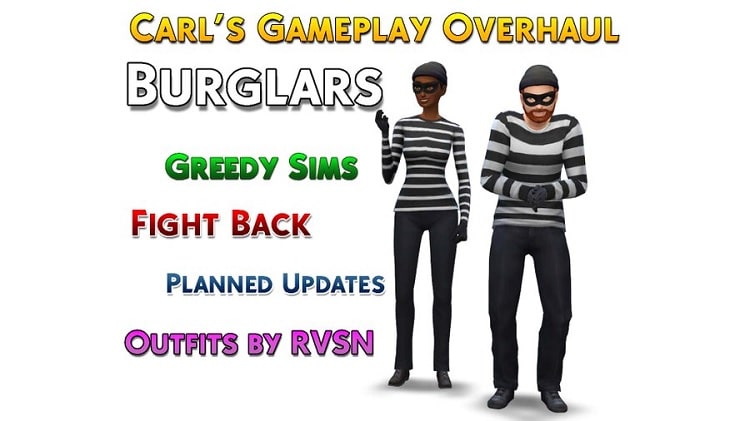 Carl's Gameplay Overhaul Sims 4 Burglar Mod