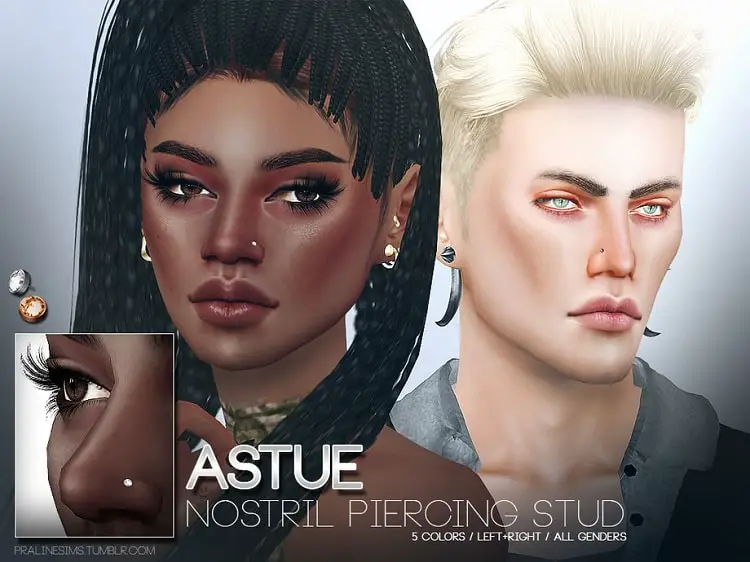 Sims 4 Stud Nose Ring Piercing Set
