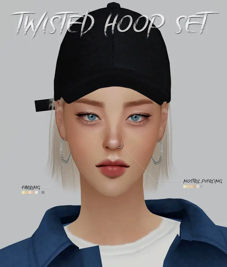 Sims 4 Twisted Hoop Nose Ring Set