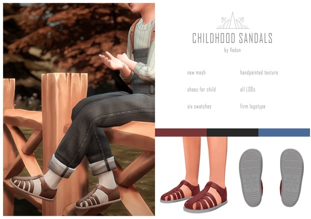 Childhood Sandals for Sims 4 Kids