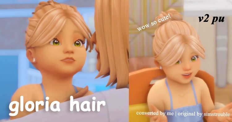 Kids Bun with Bangs for Sims 4