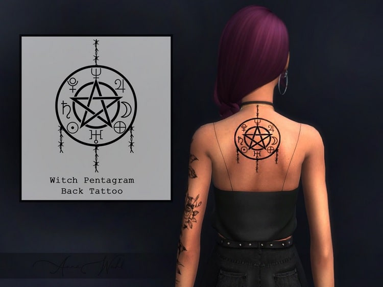 Witchcraft Tattoo + Witch Pentagram Back Tattoo 