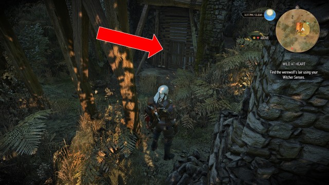 werewolf lair using your Witcher Senses.