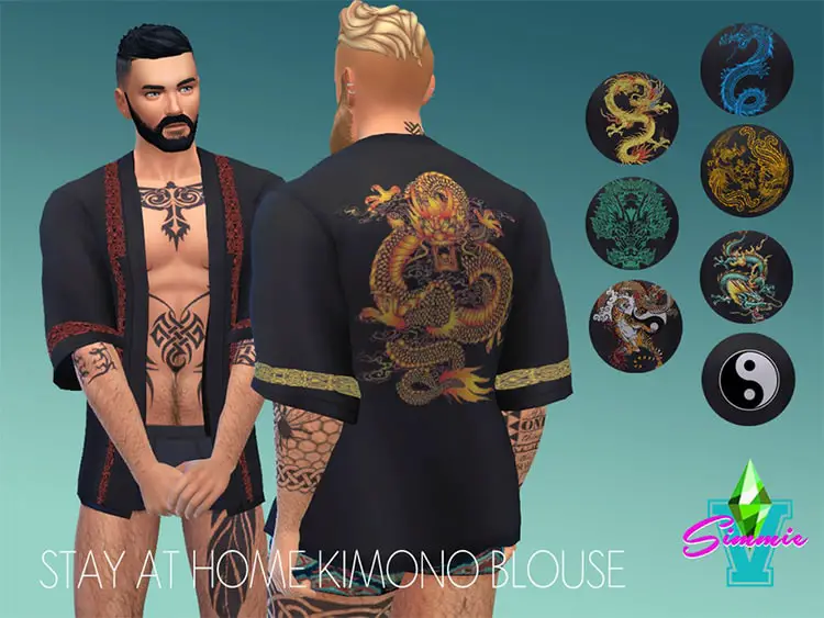 SimmieV SaH Kimono Blouse for Men