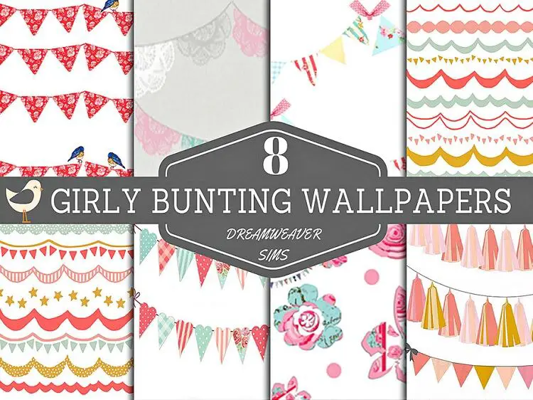 Girly Bunting Wallpaper