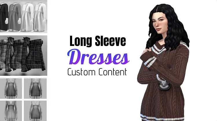 Sims 4 Long Sleeve Dress CC